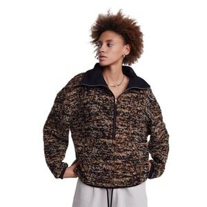 Varley Bailey Half Zip Speckle Fleece Pullover Jacket Brown Black Small EUC